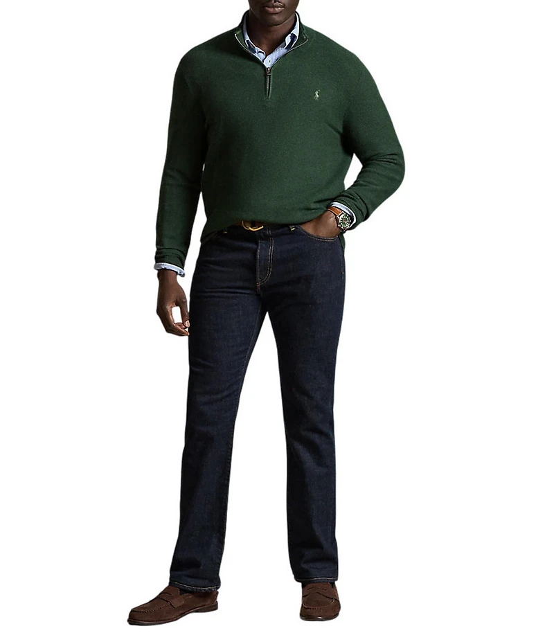 Polo Ralph Lauren Big & Tall Mesh-Knit Cotton Quarter-Zip Sweater