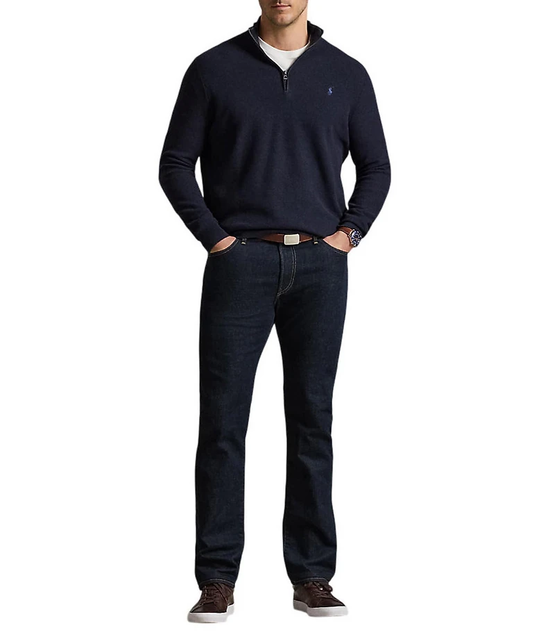 Polo Ralph Lauren Big & Tall Mesh-Knit Cotton Quarter-Zip Sweater