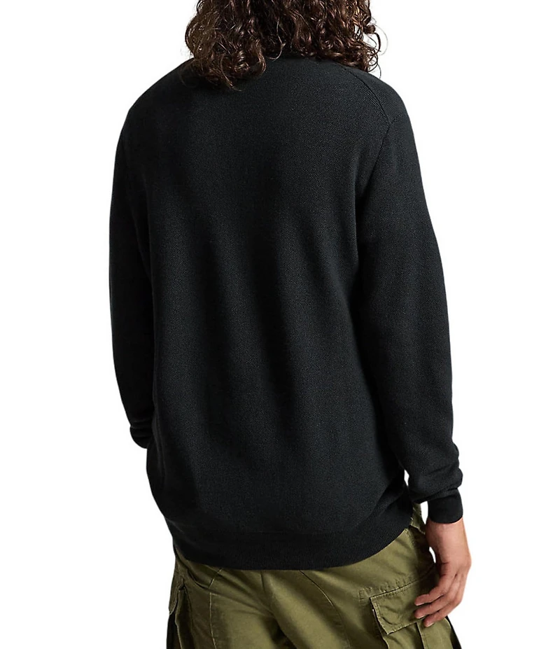 Polo Ralph Lauren Big & Tall Mesh-Knit Cotton Quarter-Zip Sweater