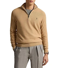 Polo Ralph Lauren Big & Tall Mesh-Knit Cotton Quarter-Zip Sweater