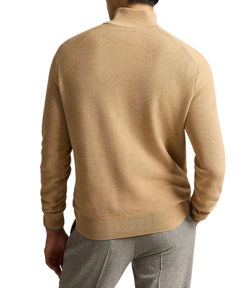 Polo Ralph Lauren Big & Tall Mesh-Knit Cotton Quarter-Zip Sweater