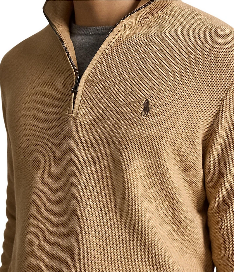 Polo Ralph Lauren Big & Tall Mesh-Knit Cotton Quarter-Zip Sweater