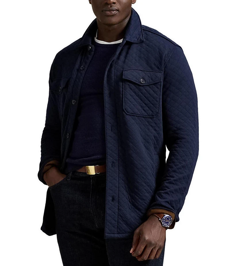 Polo Ralph Lauren Big & Tall Micro Diamond Quilted Double-Knit Jersey Shirt Jacket