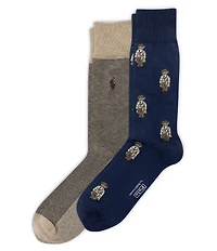 Polo Ralph Lauren Big & Tall Mini Bear Patterned Dress Socks 2-Pack