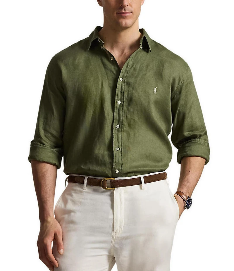 Polo Ralph Lauren Big & Tall Piece Dye Linen Long Sleeve Woven Shirt