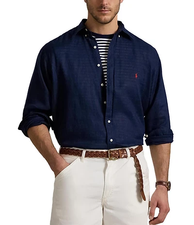 Polo Ralph Lauren Big & Tall Piece Dye Linen Long Sleeve Woven Shirt