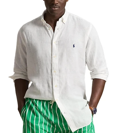 Polo Ralph Lauren Big & Tall Piece Dye Linen Long Sleeve Woven Shirt