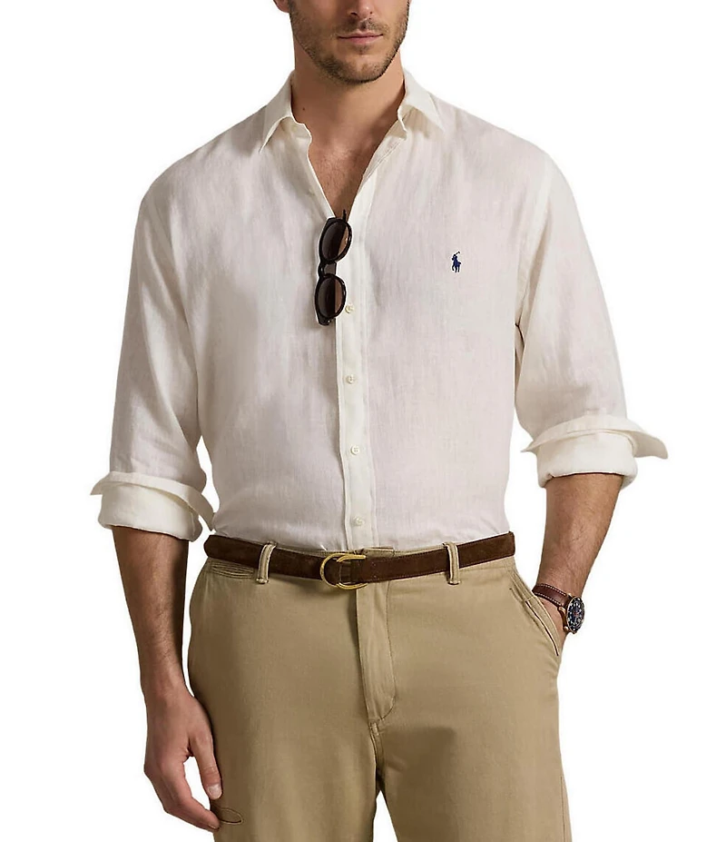 Polo Ralph Lauren Big & Tall Piece Dye Linen Long Sleeve Woven Shirt