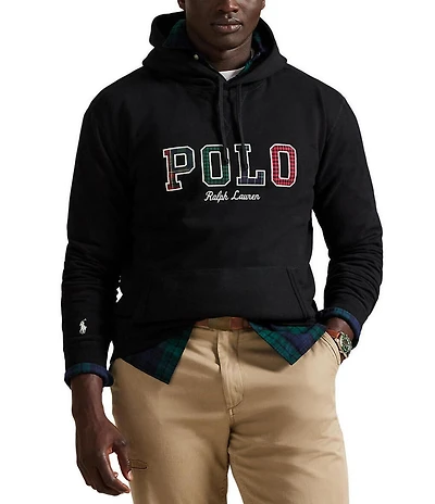 Polo Ralph Lauren Big & Tall Plaid-Logo Long Sleeve Fleece Hoodie