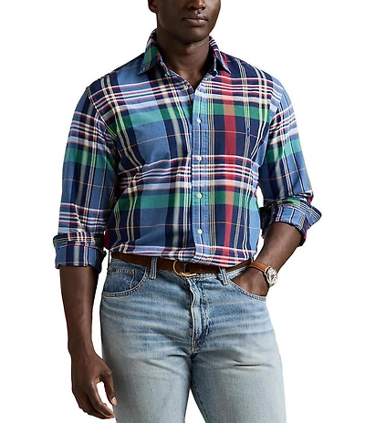 Polo Ralph Lauren Big & Tall Plaid Oxford Long Sleeve Woven Shirt
