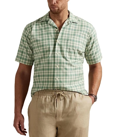 Polo Ralph Lauren Big & Tall Plaid Oxford Short Sleeve Woven Camp Shirt