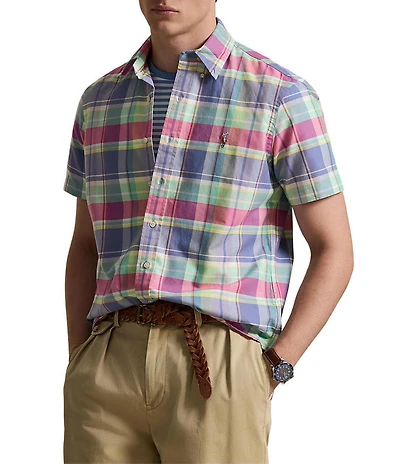 Polo Ralph Lauren Big & Tall Plaid Oxford Short Sleeve Woven Shirt