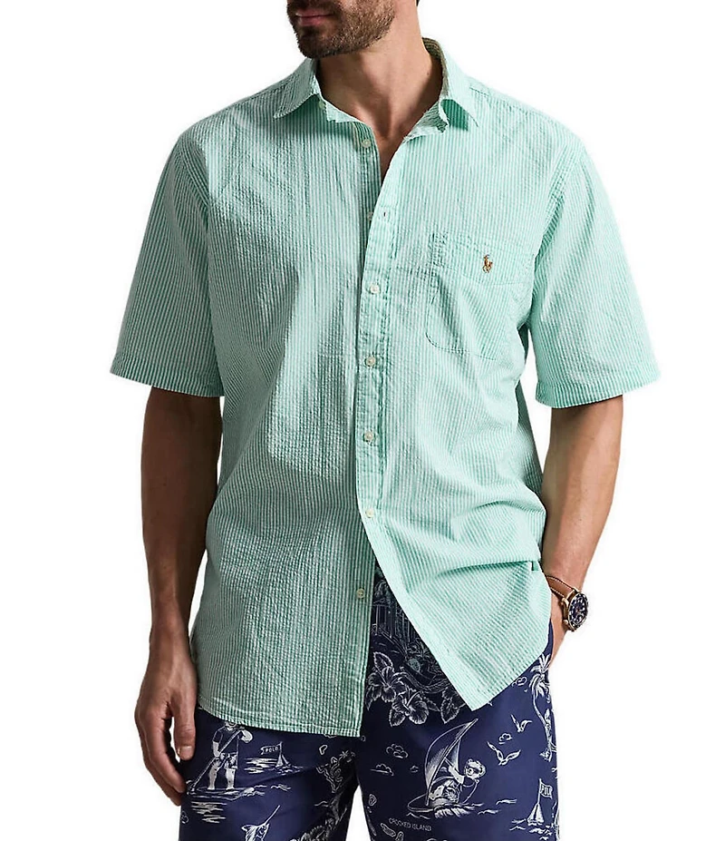 Polo Ralph Lauren Big & Tall Prepster Striped Seersucker Short Sleeve Woven Shirt