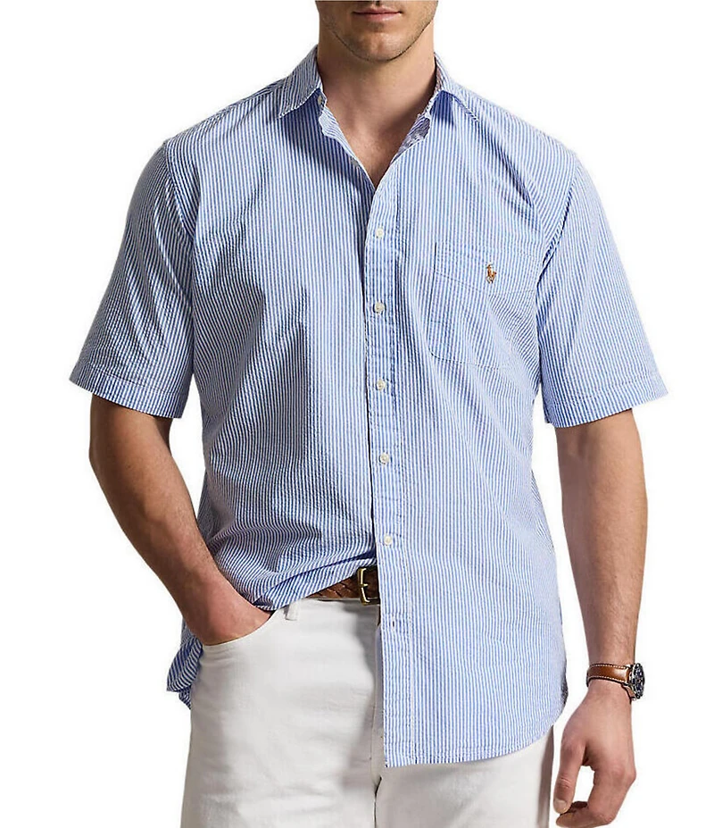 Polo Ralph Lauren Big & Tall Prepster Striped Seersucker Short Sleeve Woven Shirt