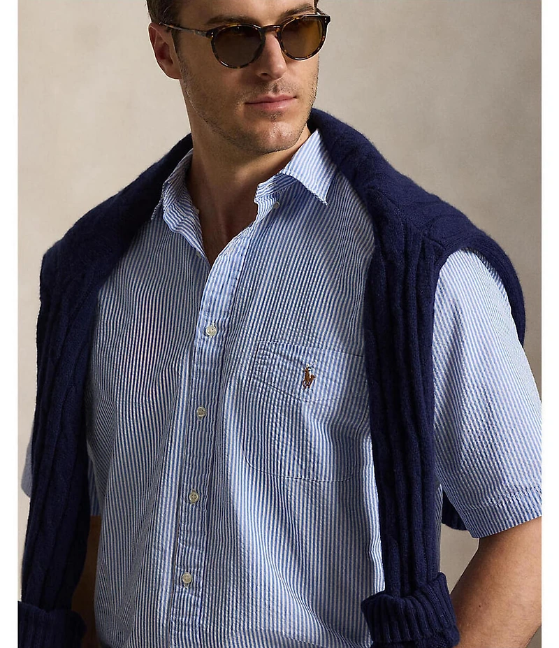 Polo Ralph Lauren Big & Tall Prepster Striped Seersucker Short Sleeve Woven Shirt