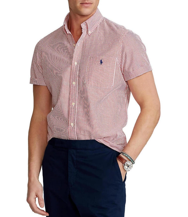Polo Ralph Lauren Big & Tall Stripe Seersucker Short Sleeve Woven Shirt