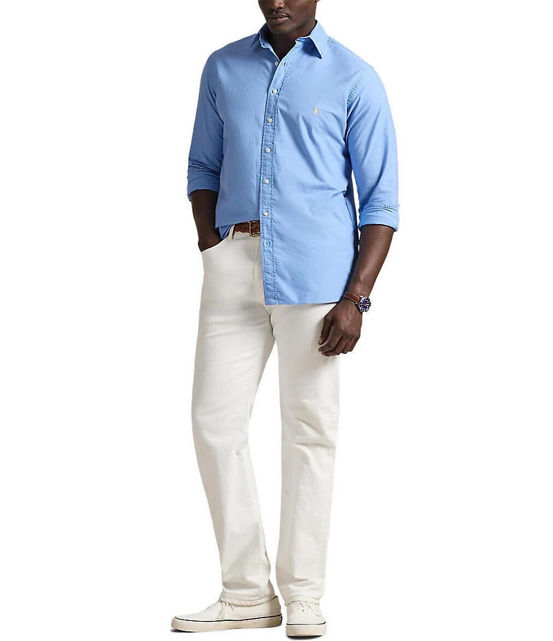 Polo Ralph Lauren Big & Tall Solid Garment-Dye Oxford Long Sleeve Woven Shirt