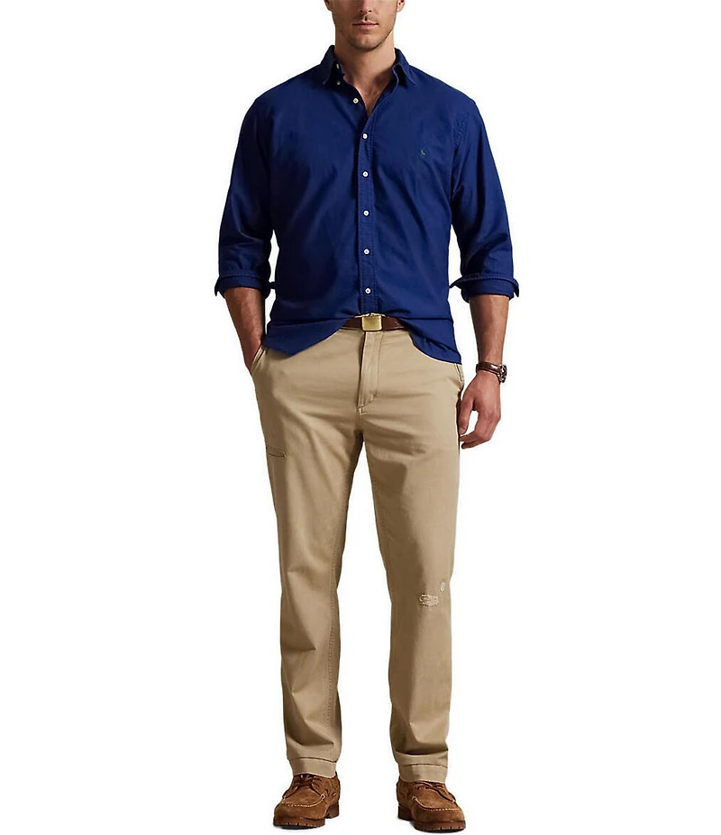 Polo Ralph Lauren Big & Tall Solid Garment-Dye Oxford Long Sleeve Woven Shirt