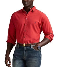 Polo Ralph Lauren Big & Tall Solid Garment-Dye Oxford Long Sleeve Woven Shirt