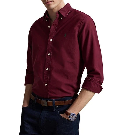 Polo Ralph Lauren Big & Tall Solid Garment-Dye Oxford Long Sleeve Woven Shirt