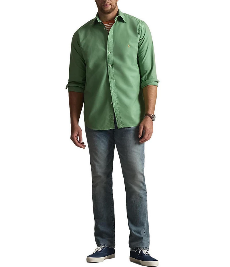 Polo Ralph Lauren Big & Tall Solid Garment-Dye Oxford Long Sleeve Woven Shirt