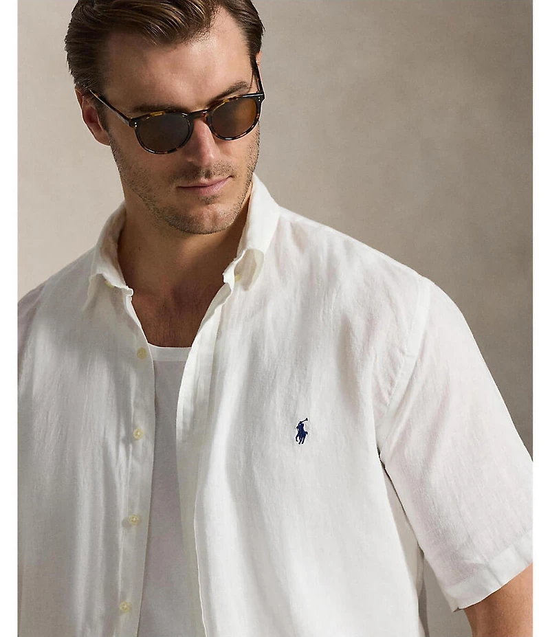 Polo Ralph Lauren Big & Tall Solid Linen Short Sleeve Woven Shirt