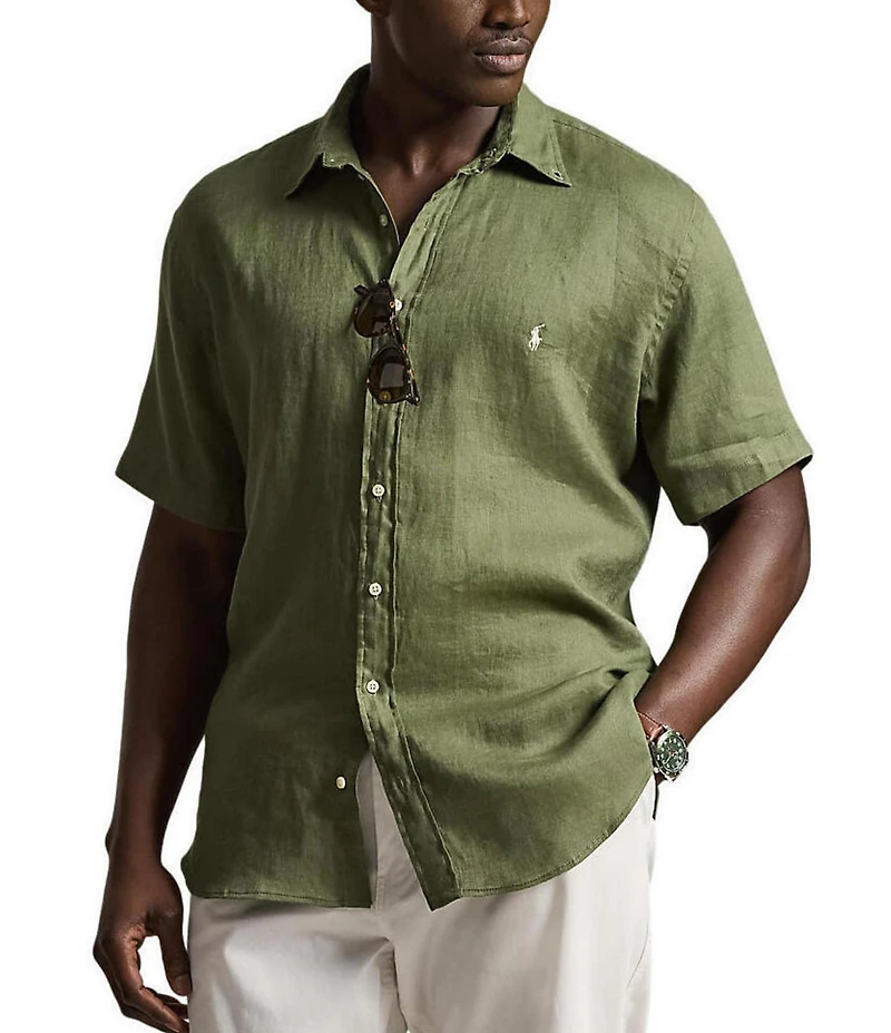 Polo Ralph Lauren Big & Tall Solid Linen Short Sleeve Woven Shirt