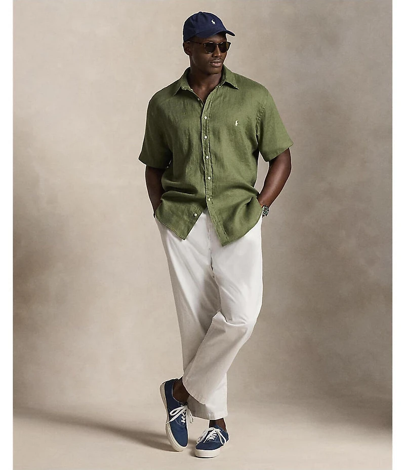 Polo Ralph Lauren Big & Tall Solid Linen Short Sleeve Woven Shirt