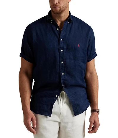 Polo Ralph Lauren Big & Tall Solid Linen Short Sleeve Woven Shirt
