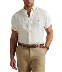 Polo Ralph Lauren Big & Tall Solid Linen Short Sleeve Woven Shirt