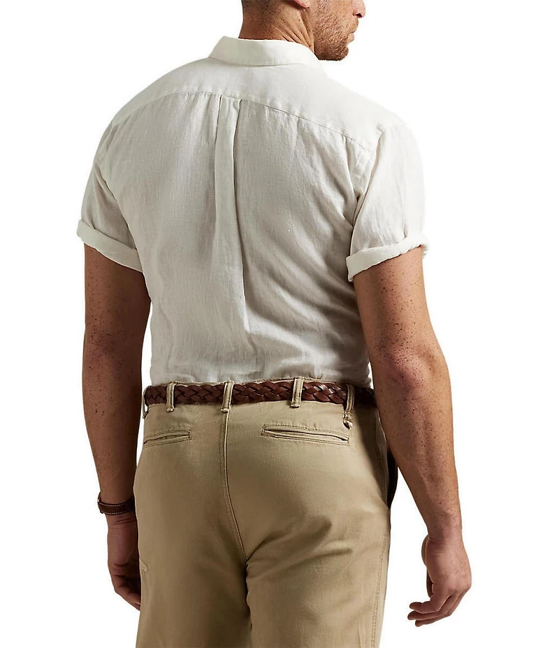Polo Ralph Lauren Big & Tall Solid Linen Short Sleeve Woven Shirt