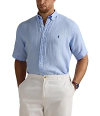 Polo Ralph Lauren Big & Tall Solid Linen Short Sleeve Woven Shirt