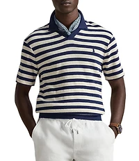 Polo Ralph Lauren Big & Tall Striped Pointelle-Ribbed Short Sleeve Polo Shirt