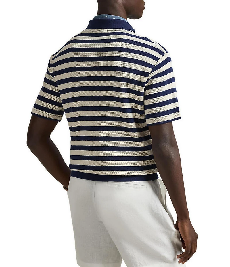 Polo Ralph Lauren Big & Tall Striped Pointelle-Ribbed Short Sleeve Polo Shirt