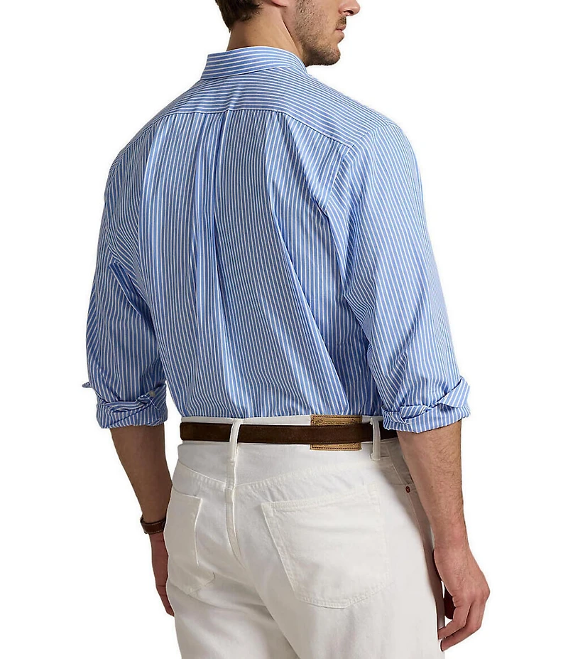 Polo Ralph Lauren Big & Tall Striped Stretch Poplin Long Sleeve Woven Shirt