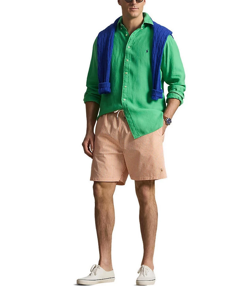 Polo Ralph Lauren Big & Tall Traveler Seersucker Stripe 6.5#double; Inseam and 7.5#double; Inseam Swim Trunks