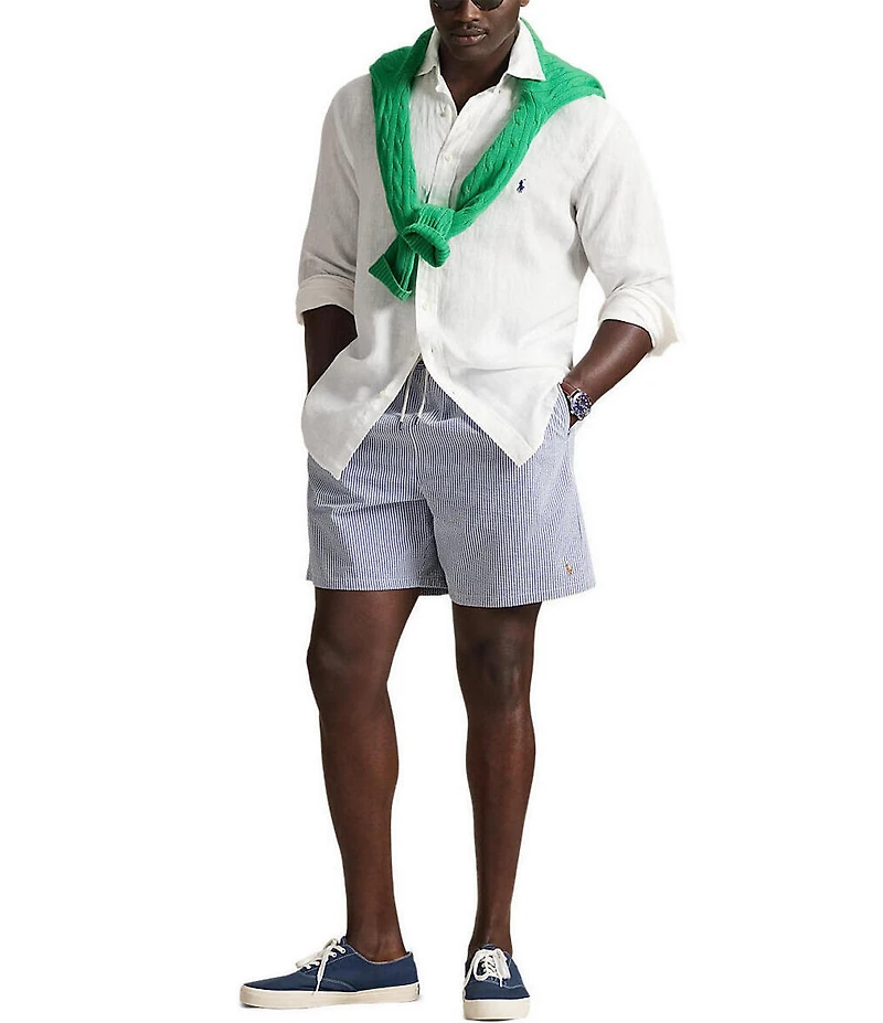 Polo Ralph Lauren Big & Tall Traveler Seersucker Stripe 6.5#double; Inseam and 7.5#double; Inseam Swim Trunks