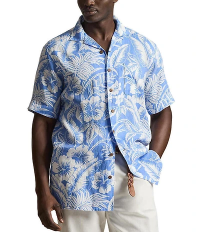 Polo Ralph Lauren Big & Tall Tropical-Print Short Sleeve Linen Shirt