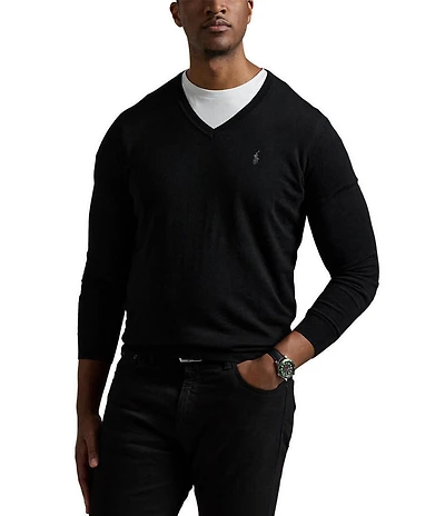 Polo Ralph Lauren Big & Tall Washable Wool V-Neck Sweater