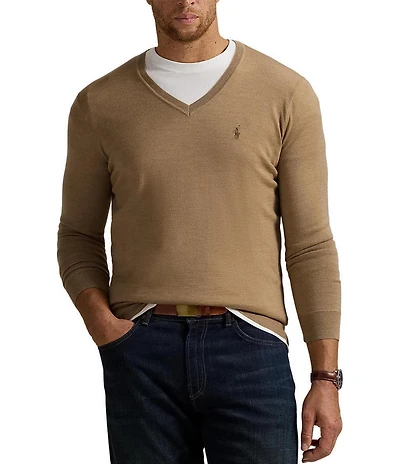 Polo Ralph Lauren Big & Tall Washable Wool V-Neck Sweater