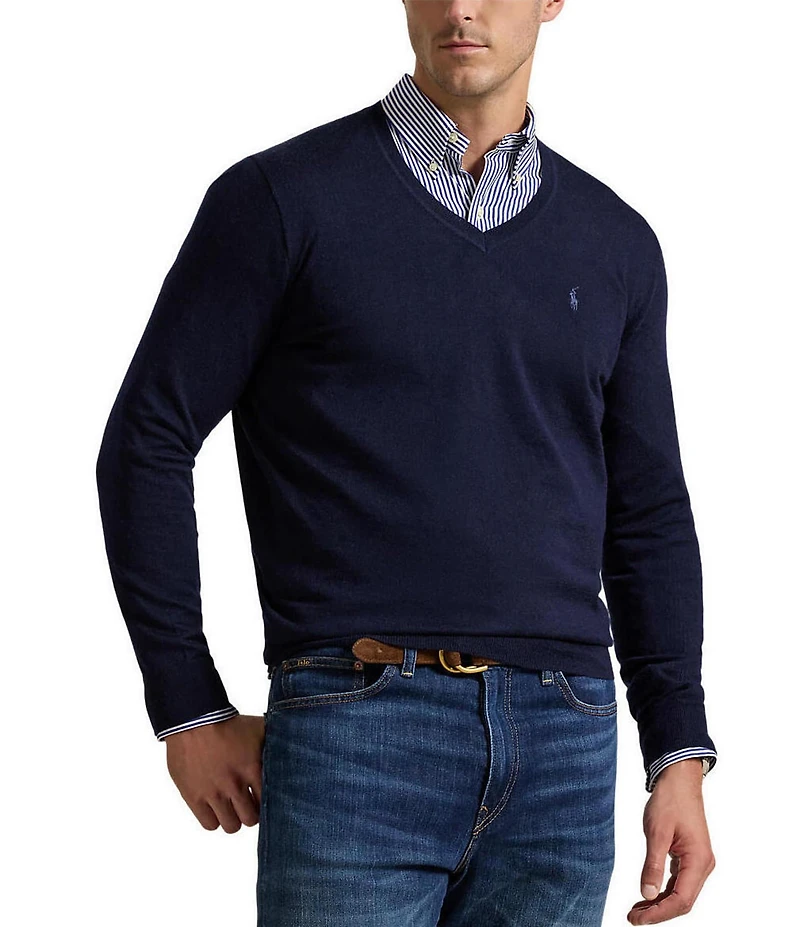 Polo Ralph Lauren Big & Tall Washable Wool V-Neck Sweater