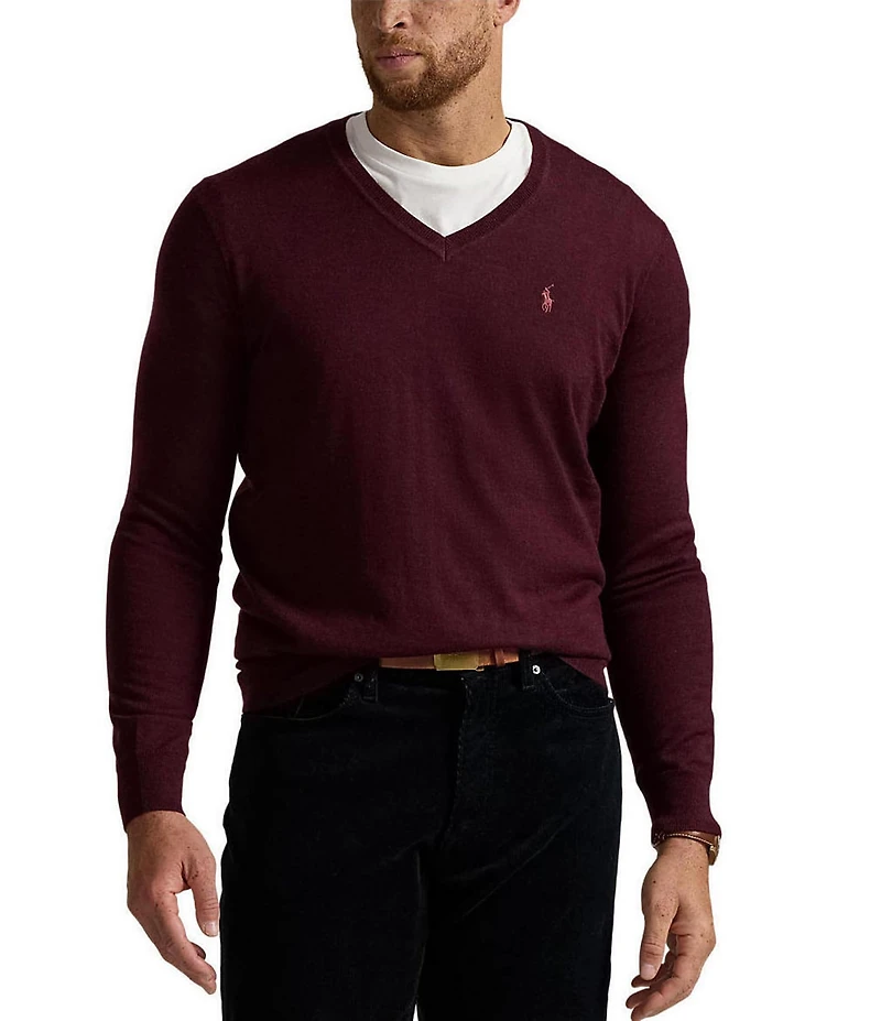 Polo Ralph Lauren Big & Tall Washable Wool V-Neck Sweater