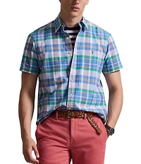 Polo Ralph Lauren Big and Tall Plaid Oxford Short Sleeve Woven Shirt