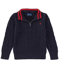 Polo Ralph Lauren Big Boys Long Sleeve Quarter-Zip Cable-Knit Sweater