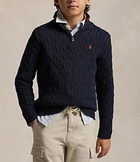 Polo Ralph Lauren Big Boys Long Sleeve Quarter-Zip Cable-Knit Sweater