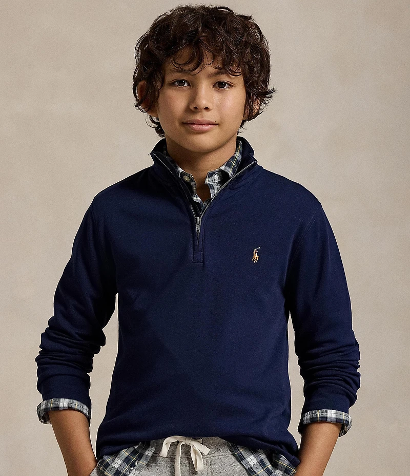 Polo Ralph Lauren Big Boys Long-Sleeve Quarter-Zip Interlock Pullover