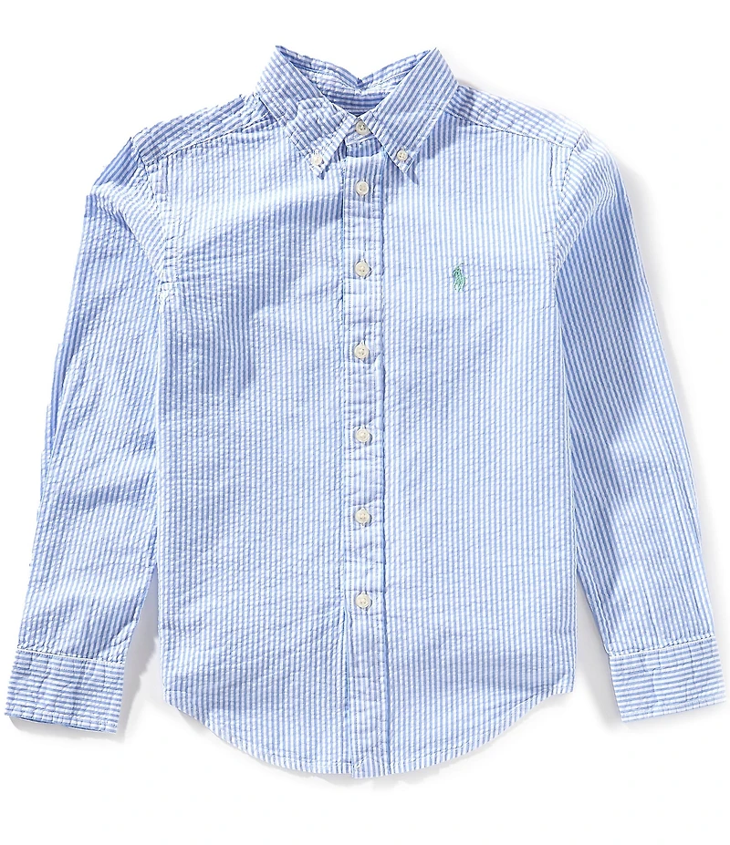Polo Ralph Lauren Big Boys Long Sleeve Striped Seersucker Shirt