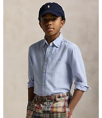 Polo Ralph Lauren Big Boys Long Sleeve Striped Seersucker Shirt