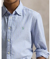 Polo Ralph Lauren Big Boys Long Sleeve Striped Seersucker Shirt