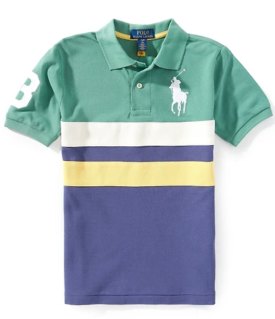 Polo Ralph Lauren Big Boys Short-Sleeve Big Pony Color Block Mesh Polo Shirt